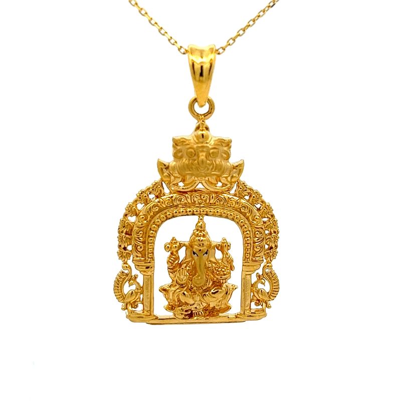 Ganesh Blessings Gold Pendant - Front
