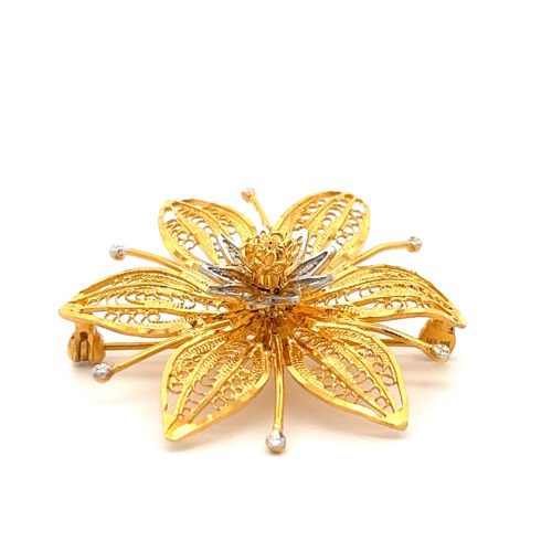 Blooming Bouquet Gold Turkish Brooch - Front
