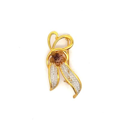 Glamorous Blossom Gold Brooch | Mustafa Jewellery Malaysia