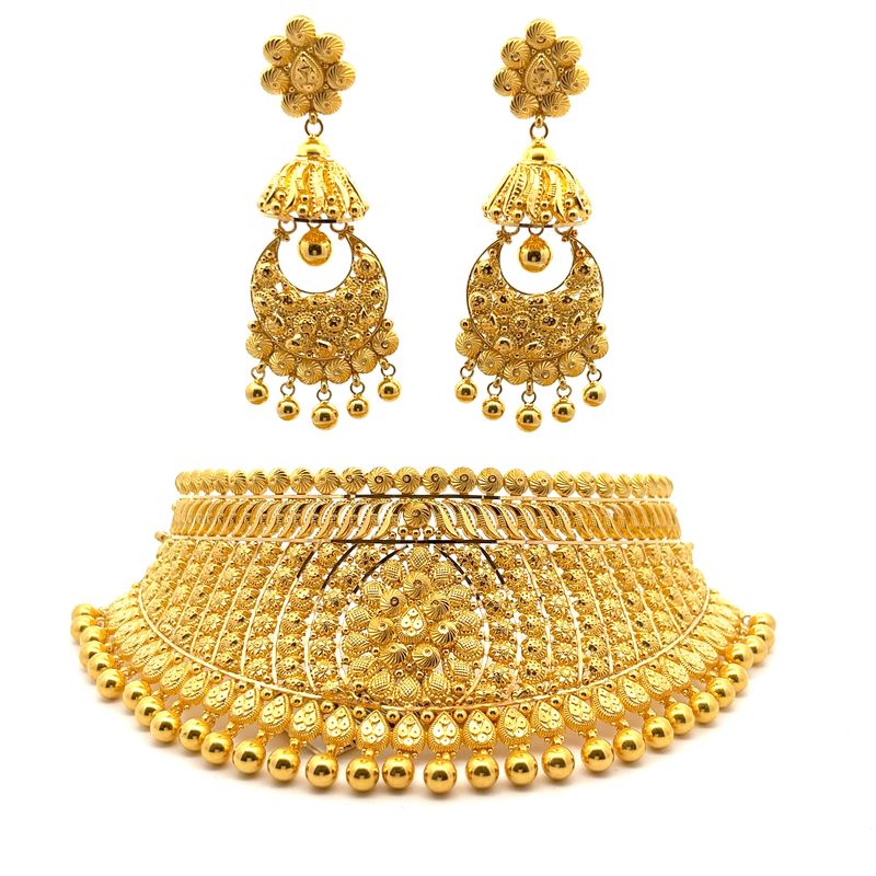 Choker Calcutta Majestic Sun Gold | Mustafa Jewellery