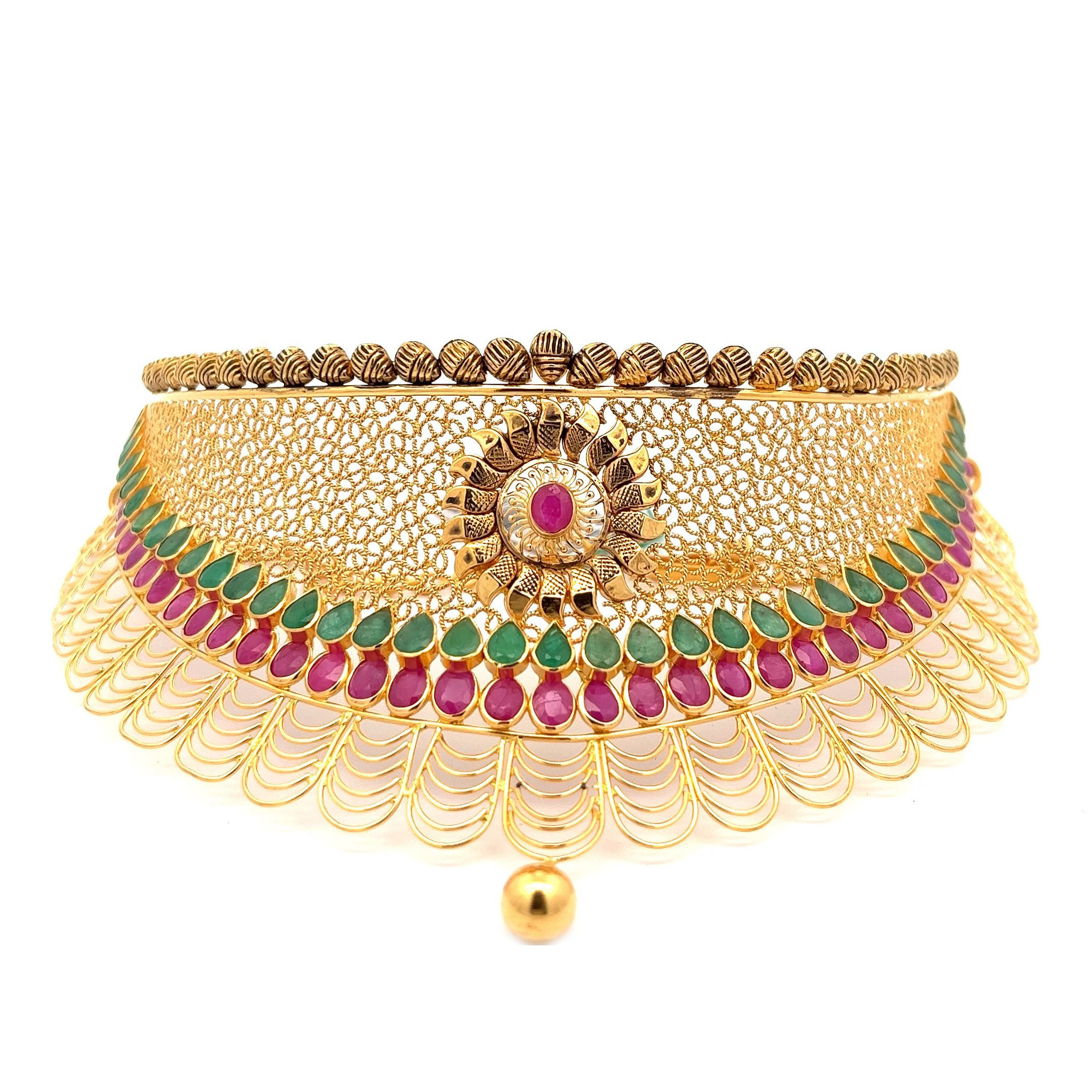 Gemstone Symphony Gold Choker - Front