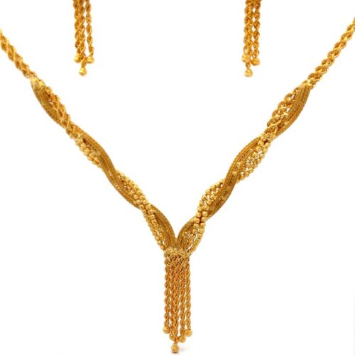 Falling Rain Gold Necklace | Mustafa Jewellery Malaysia