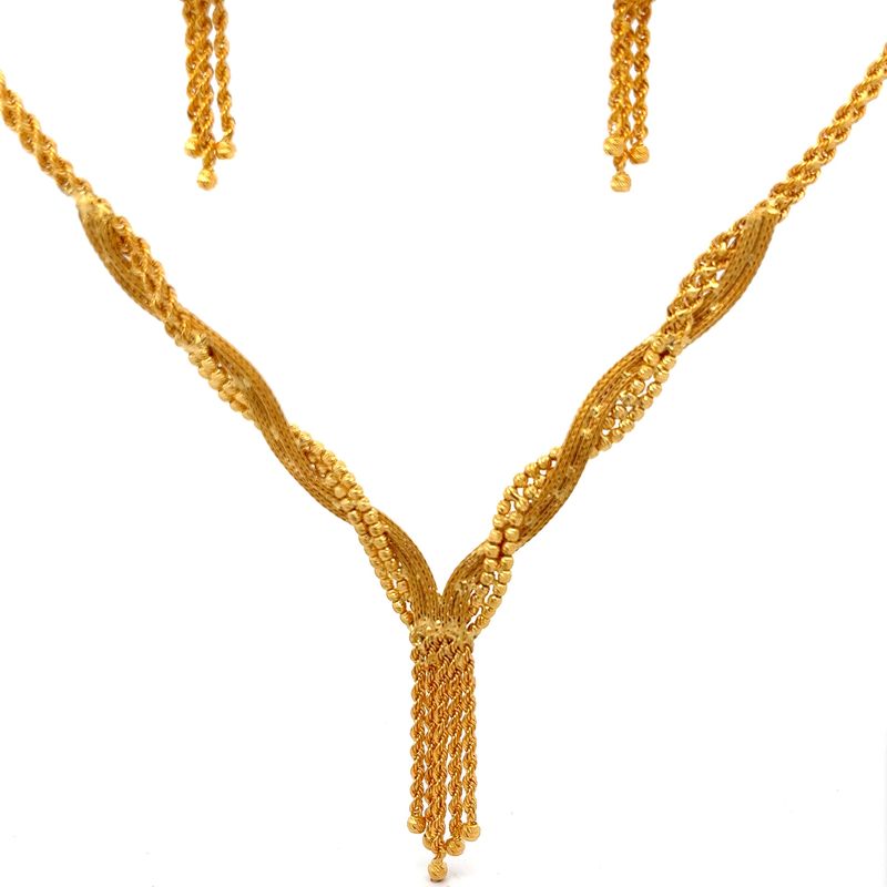 Falling Rain Gold Necklace - Mustafa Jewellery Malaysia