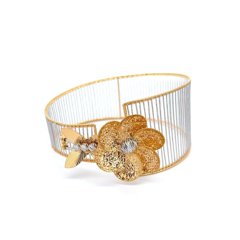 Royal Blossom Gold Hollow Bangle - Front