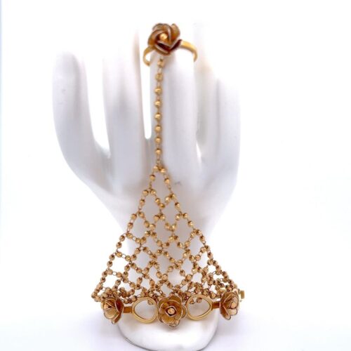 Floral Net Gold Haath Phool | Mustafa Jewellery Malaysia