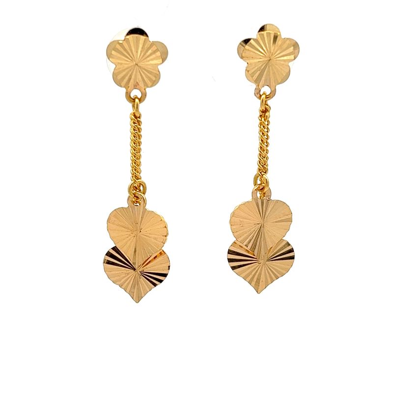 Floral Fantasia Heart Dangle Earrings - Front