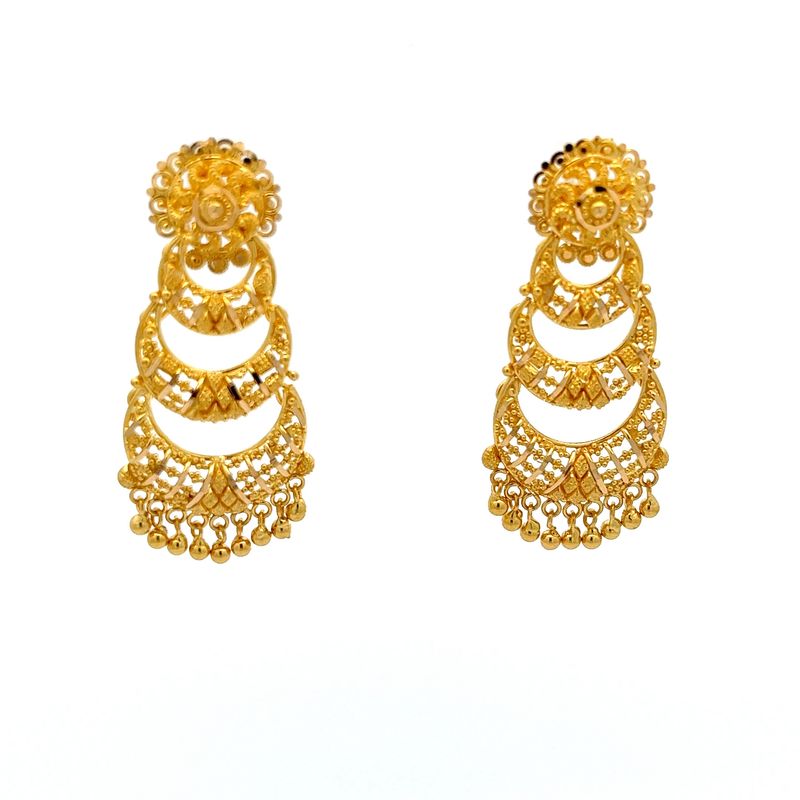 Gold Chandbali Earrings | Mustafa Jewellery Malaysia