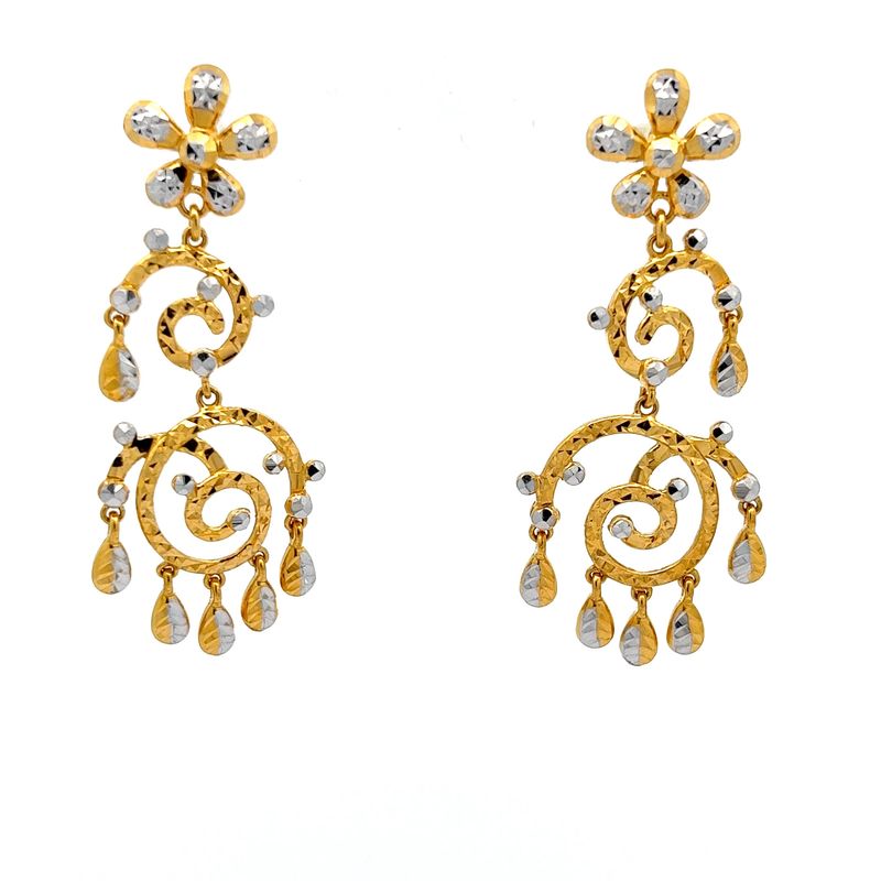 Golden Crescendo Dangle Earrings - Front