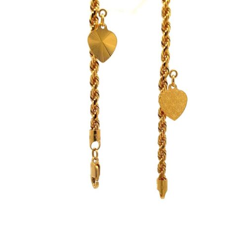 Rope Cut Charm Gold Anklet | Mustafa Jewellery Malaysia