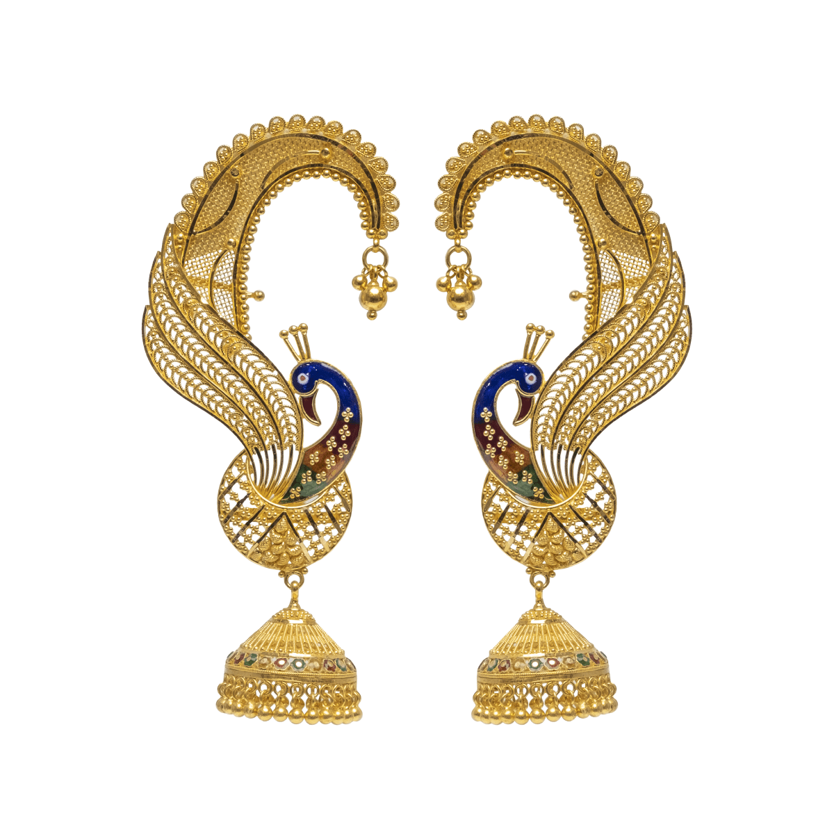 Anting-Anting Emas Klip Peacock Delight