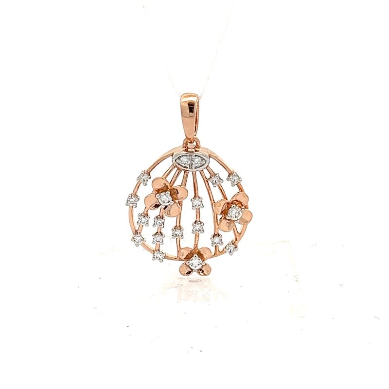 Lustrous Rose Gold Diamond Cascade Pendant - Front