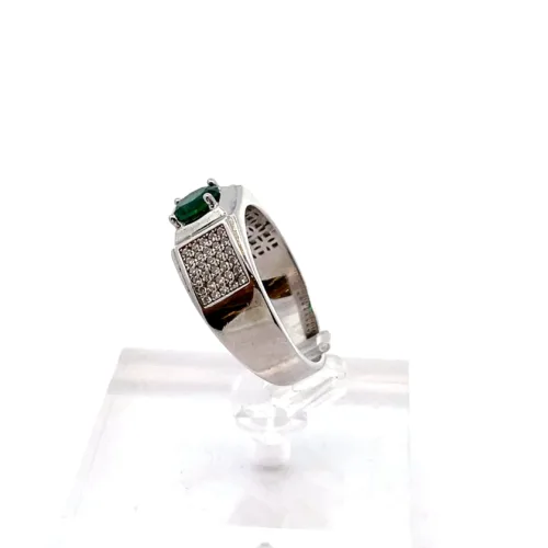 Emerald Vanguard Silver Ring - Left