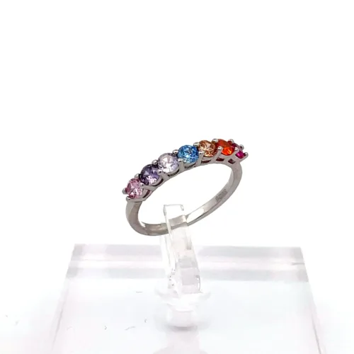 Rainbow Horizon Silver Ring | Mustafa Jewellery Malaysia