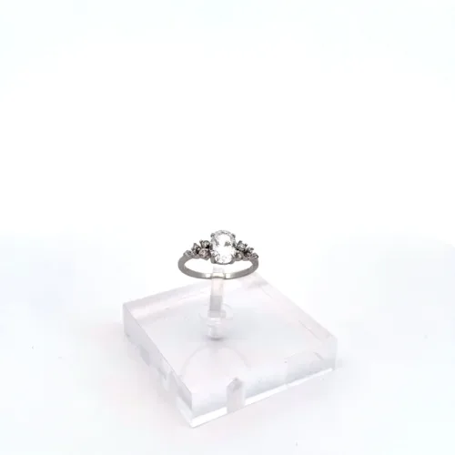 Crystal Radiance Silver Ring - Front | Mustafa Jewellery Malaysia