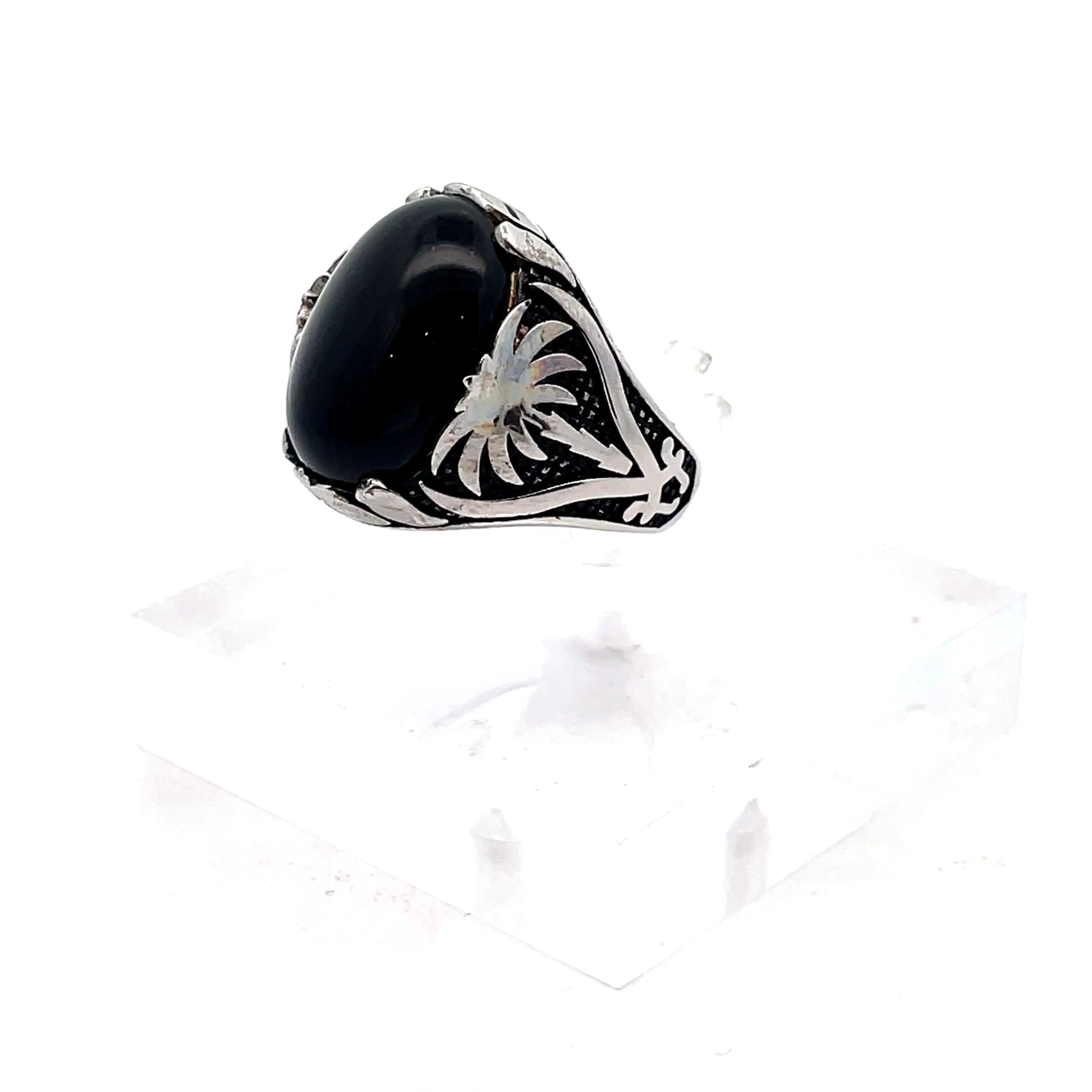 Obsidian Knight Silver Ring