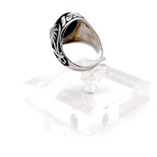 Obsidian Knight Silver Ring - Left