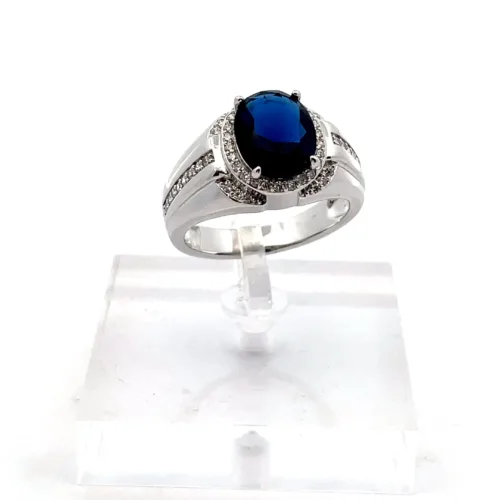 Royal Blue Silver Ring | Mustafa Jewellery Malaysia