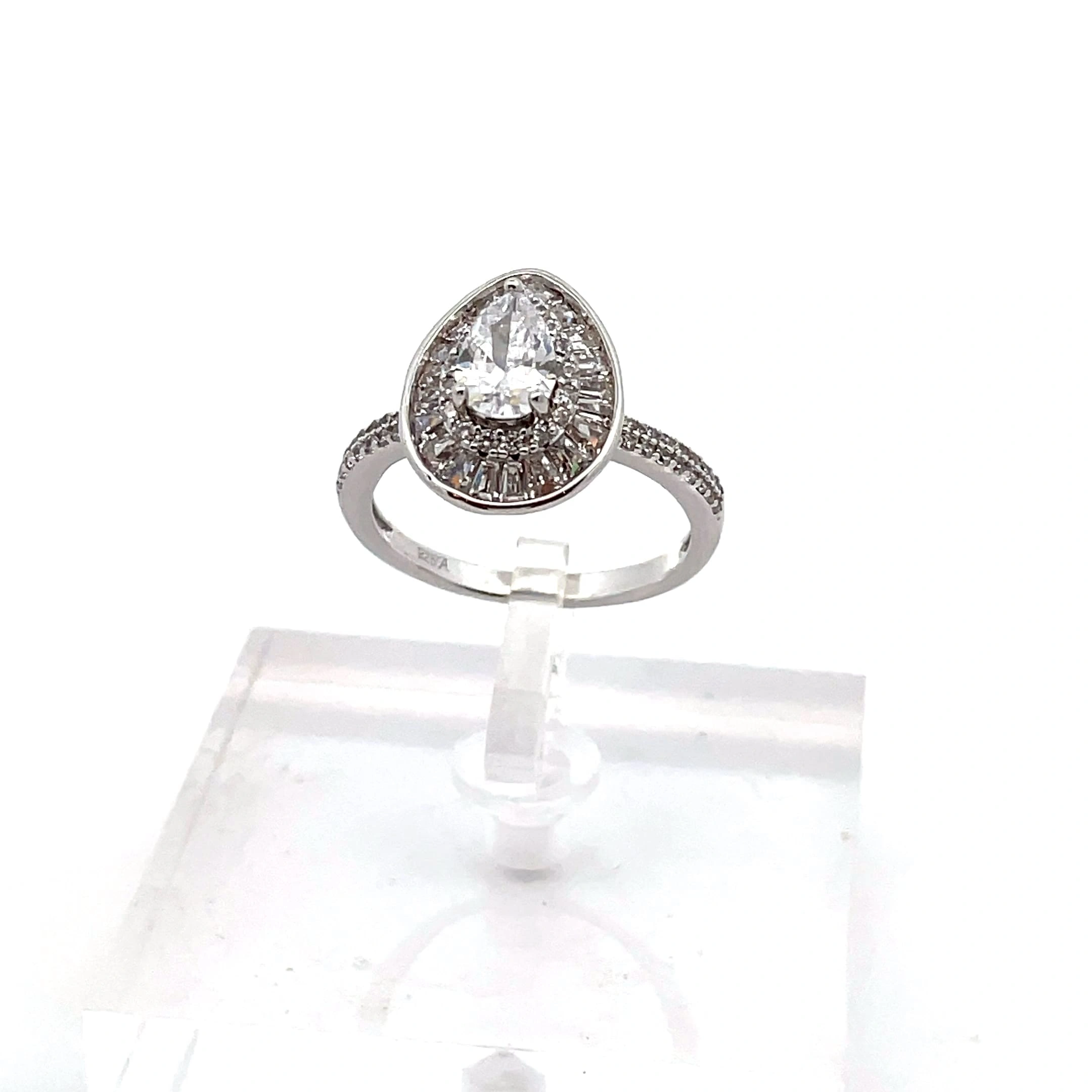 Celestial Teardrop Silver Ring - Front | Mustafa Jewellery Malaysia