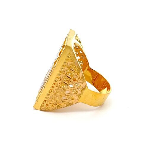Divine Chant Om Gold Ring - Left Side View | Mustafa Jewellery