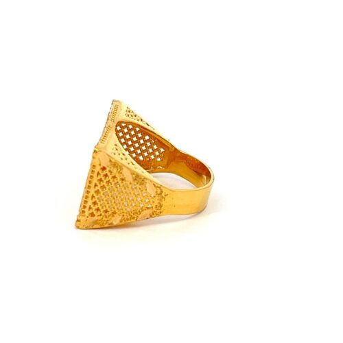 Gold Ring - Cash is King - Left Side View | Mustafa Jewellery