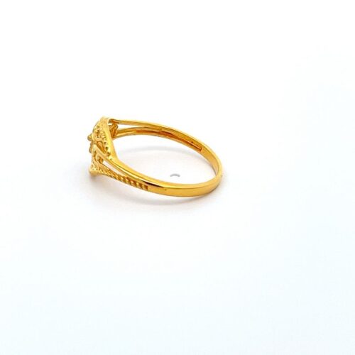 Gold Floral Halo Ring - Left Side View | Mustafa Jewellery