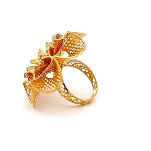 Ottoman Essence Gold Ring - Left Side View | Mustafa Jewellery