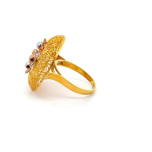 Blooming Effigy Gold Ring - Left Side View | Mustafa Jewellery