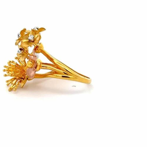 Dance of the Flowers Gold Ring - Left Side View | Mustafa Jewellery