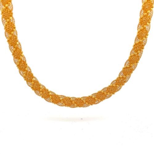 Gold Chain - Twisted Gleam Ball | Mustafa Jewellery