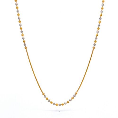Sparkle Fusion Gold Chain - Front View | Mustafa Jewellery