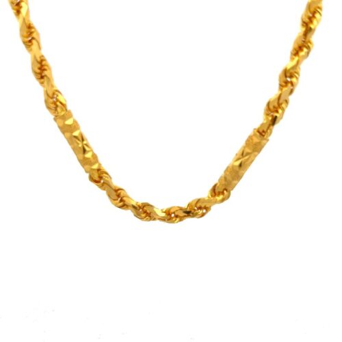 22k Gold Rope Chain - Front View | Mustafa Jewellery