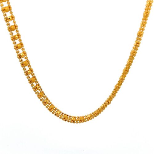 Enchanted Beads Gold Chain - Front View | Mustafa Jewellery