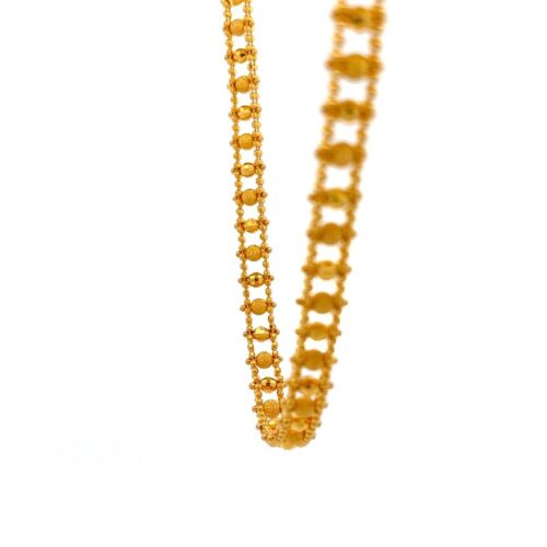 Enchanted Beads Gold Chain - Side View | Mustafa Jewellery