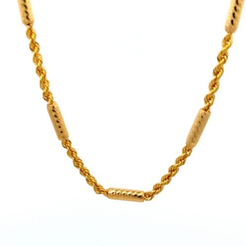 Tied to Elegance Gold Chain - Front View | Mustafa Jewellery