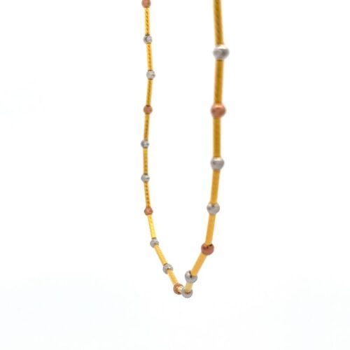 Triad of Elegance Gold Chain - Side View | Mustafa Jewellery
