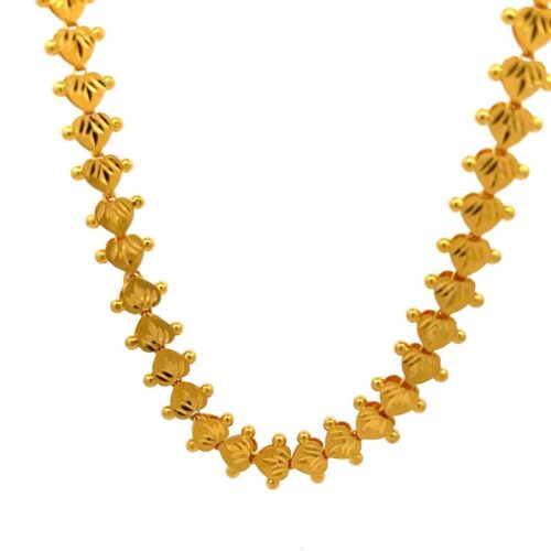 Delicately Glamoured Gold Chain - Front View | Mustafa Jewellery