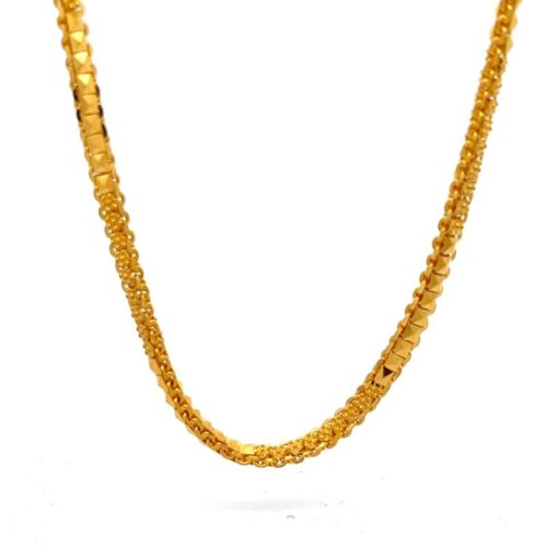 Radiant Casting Gold Chain - Front View | Mustafa Jewellery