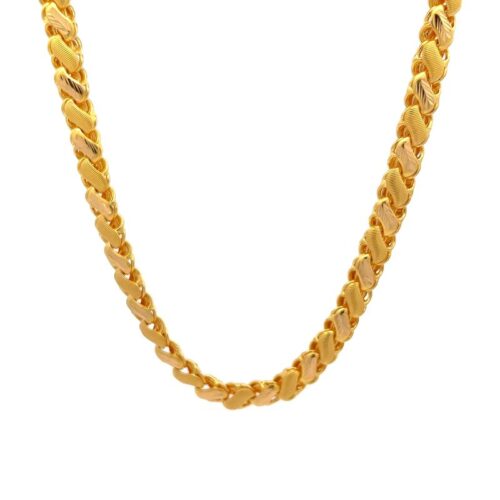 Long Elegance Gold Chain - Front View | Mustafa Jewellery