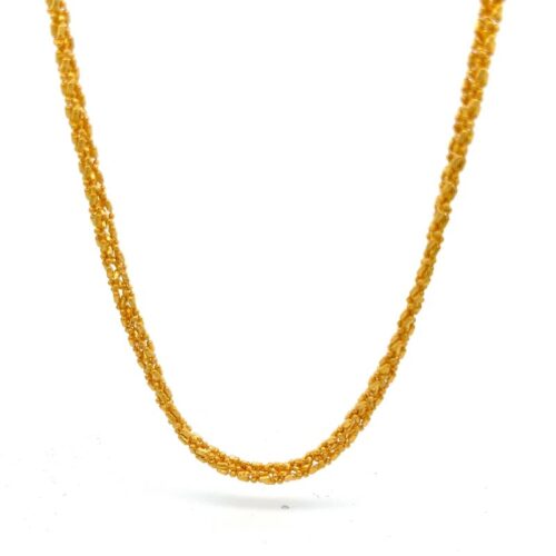 Intertwining Orbit Gold Chain - Front View | Mustafa Jewellery