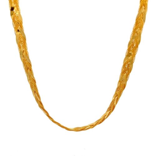 Traditional Misriya Gold Chain - Front View | Mustafa Jewellery