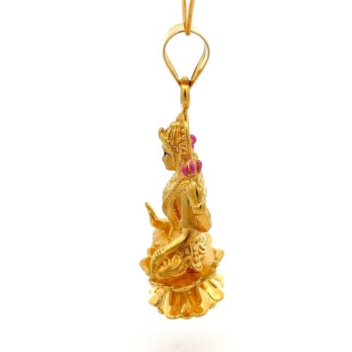 Lakshmi Grace Gold Pendant - Left Side View | Mustafa Jewellery