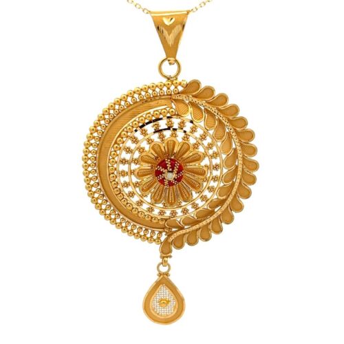 The Sun's Enchantment Gold Pendant | Mustafa Jewellery