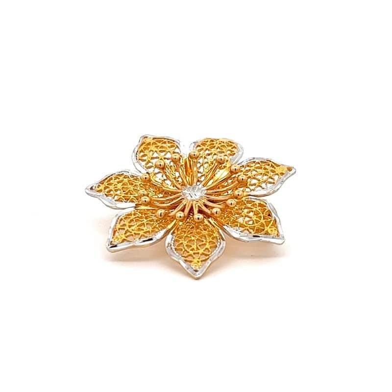 Blooming Blossom Gold Brooch | Mustafa Jewellery