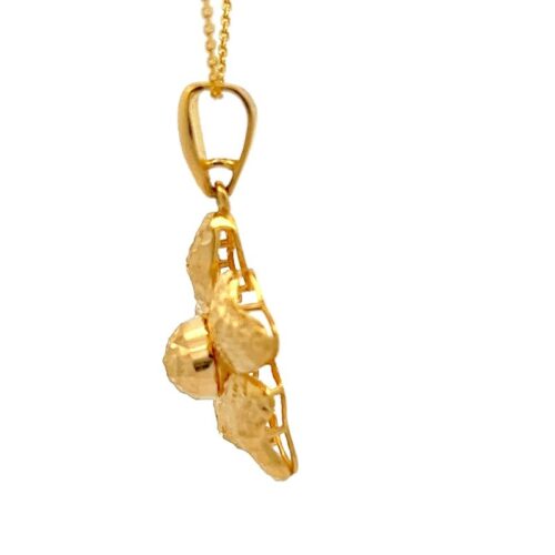 Floral’s Fancy Gold Locket - Right Side View | Mustafa Jewellery