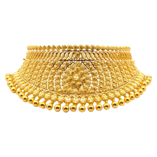 Calcutta Majestic Sun Gold Choker | Mustafa Jewellery