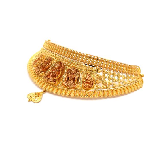 Divine Icons Gold Choker - Left Side View | Mustafa Jewellery