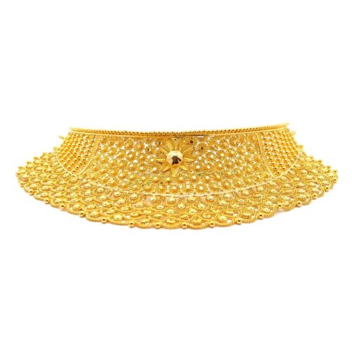 Kerala Sunburst Gold Choker | Mustafa Jewellery