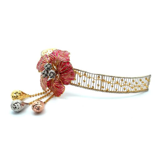 Princess Bloom Gold Choker - Left Side View | Mustafa Jewellery