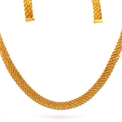 Golden Weave Drop Earrings - Front View | Mustafa Jewellery