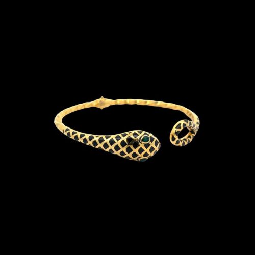 Serpent's Embrace Gold Kada - Side View | Mustafa Jewellery